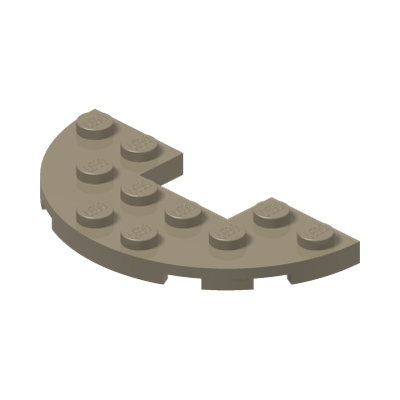 PLATE HALF CIRCLE 3x6 WITH CUT · Sand Yellow (réf. BrickLink Dark Tan)