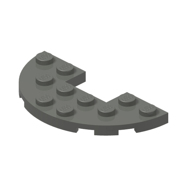 PLATE HALF CIRCLE 3x6 WITH CUT · Dark Stone Grey (réf. BrickLink Dark Bluish Gray)