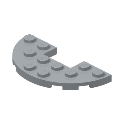 PLATE HALF CIRCLE 3x6 WITH CUT · Medium Stone Grey (réf. BrickLink Light Bluish Gray)