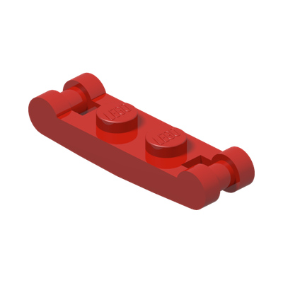 Plate 1x2 w. 2 shafts ø 3.2 · Bright Red (réf. BrickLink Red)