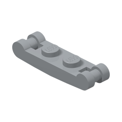 Plate 1x2 w. 2 shafts ø 3.2 · Medium Stone Grey (réf. BrickLink Light Bluish Gray)