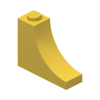 Brick 1x3x2 w. inside bow · Bright Yellow (réf. BrickLink Yellow)