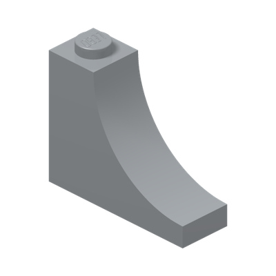 Brick 1x3x2 w. inside bow · Medium Stone Grey (réf. BrickLink Light Bluish Gray)