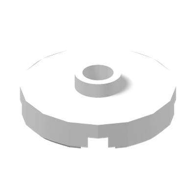 PLATE ROUND W. 1 KNOB · LEGO 6093053 (réf. BrickLink 18674) · White (réf. BrickLink White)