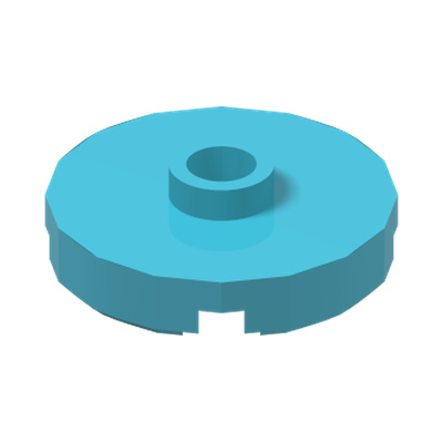 PLATE ROUND W. 1 KNOB · Medium Azur (réf. BrickLink Medium Azure)