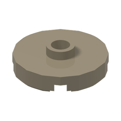 PLATE ROUND W. 1 KNOB · Sand Yellow (réf. BrickLink Dark Tan)