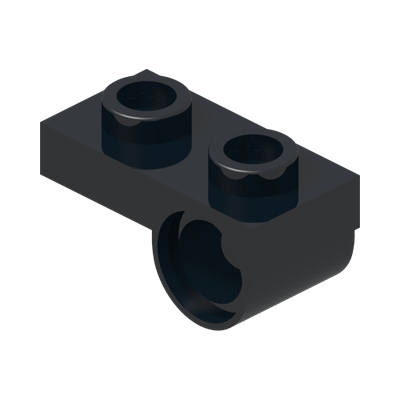 PLATE 1x2 W. HORIZONTAL HOLE Ø4,85 REV. · Black (réf. BrickLink Black)