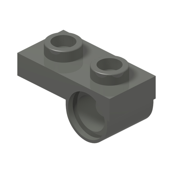 PLATE 1x2 W. HORIZONTAL HOLE Ø4,85 REV. · Dark Stone Grey (réf. BrickLink Dark Bluish Gray)