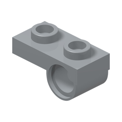 PLATE 1x2 W. HORIZONTAL HOLE Ø4,85 REV. · Medium Stone Grey (réf. BrickLink Light Bluish Gray)