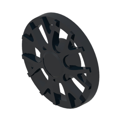 Wheel Cover 10 Spoke T-Shape - for Wheel 18976 · LEGO 6107392 (réf. BrickLink 18979a) · Couleur BrickLink : Black