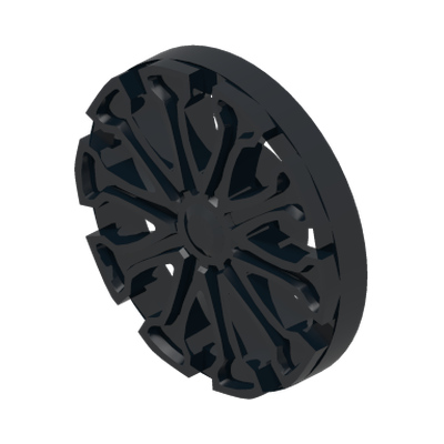 Wheel Cover 7 Spoke Y Shape - for Wheel 18976 · LEGO 6107392 (réf. BrickLink 18979b) · Couleur BrickLink : Black