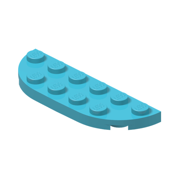 1/2 CIRCLE PLATE 2X6 · Medium Azur (réf. BrickLink Medium Azure)