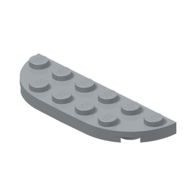 1/2 CIRCLE PLATE 2X6 · Medium Stone Grey (réf. BrickLink Light Bluish Gray)