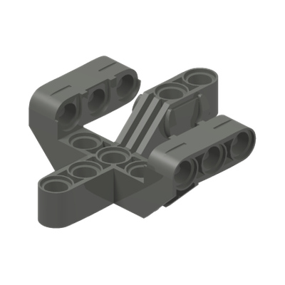 Technic, Liftarm, Modified Fork 5 x 6 x 2 Perpendicular with 3 Fingers · LEGO 6102645 (réf. BrickLink 19086) · Couleur BrickLink : Dark Bluish Gray