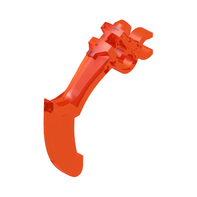 Bionicle Weapon Claw - Bent and Notched with Clip · Réf. BrickLink 20252 · Couleur BrickLink : Trans-Neon Orange