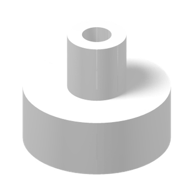 PLATE 1X1, W/ 3.2 SHAFT AND 1.5 HOLE · LEGO 6186681 (réf. BrickLink 20482) · White (réf. BrickLink White)