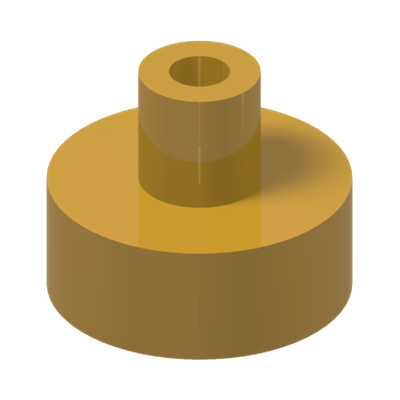 PLATE 1X1, W/ 3.2 SHAFT AND 1.5 HOLE · Warm Gold (réf. BrickLink Pearl Gold)