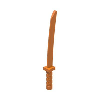 Minifigure, Weapon Sword, Shamshir / Katana (Square Guard) with Capped Pommel and Holes in Crossguard and Blade · LEGO 6288114 (réf. BrickLink 21459) · Bright Orange (réf. BrickLink Orange)