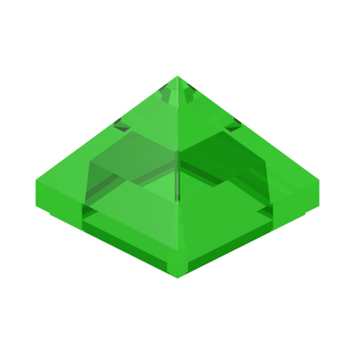 Slope 45 1 x 1 x 2/3 Quadruple Convex Pyramid · Couleur BrickLink : Trans-Bright Green