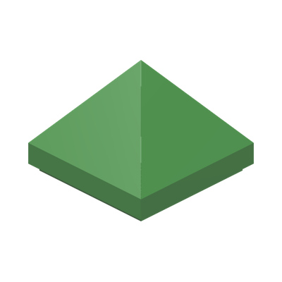 PYRAMID RIDGED TILE 1X1X2/3 · Bright Green (réf. BrickLink Bright Green)