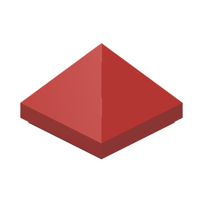 PYRAMID RIDGED TILE 1X1X2/3 · LEGO 6350414 (réf. BrickLink 22388) · Bright Red (réf. BrickLink Red)
