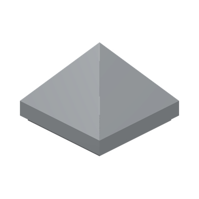 PYRAMID RIDGED TILE 1X1X2/3 · Medium Stone Grey (réf. BrickLink Light Bluish Gray)
