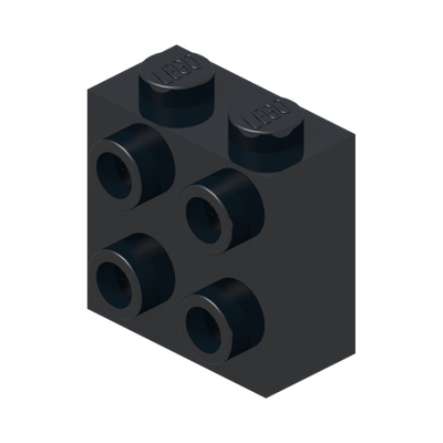 BRICK 1X2X1 2/3 W/4 KNOBS · Black (réf. BrickLink Black)
