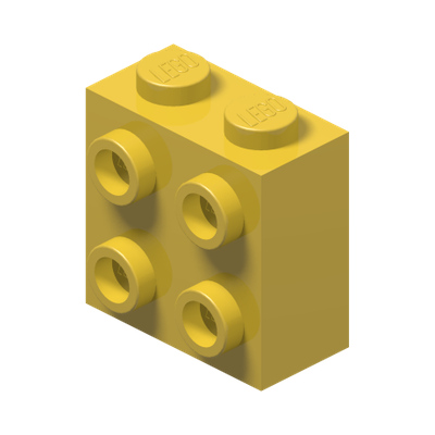 BRICK 1X2X1 2/3 W/4 KNOBS · Bright Yellow (réf. BrickLink Yellow)