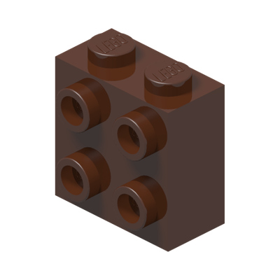 BRICK 1X2X1 2/3 W/4 KNOBS · Reddish Brown (réf. BrickLink Reddish Brown)