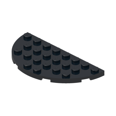 1/2 CIRCLE PLATE 4X8 · Black (réf. BrickLink Black)