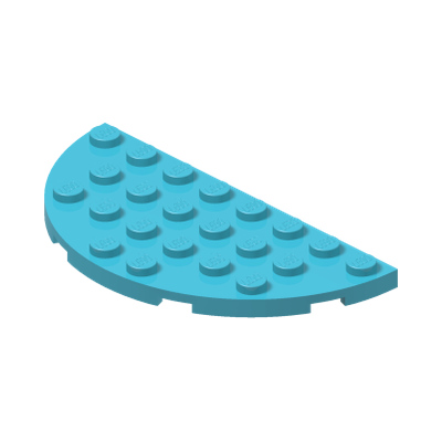 1/2 CIRCLE PLATE 4X8 · Medium Azur (réf. BrickLink Medium Azure)