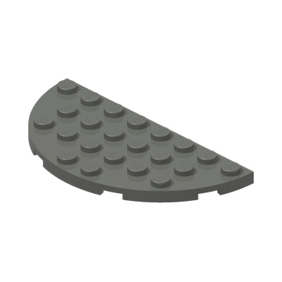 1/2 CIRCLE PLATE 4X8 · Dark Stone Grey (réf. BrickLink Dark Bluish Gray)