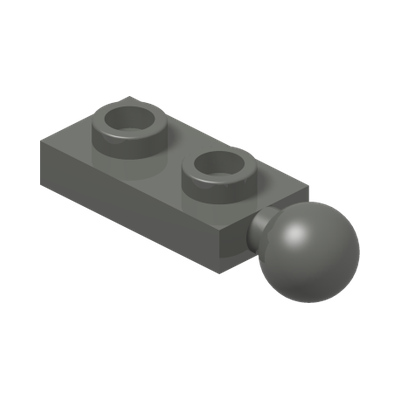 PLATE 1X2 W/5.9 BALL END · LEGO 6123814 (réf. BrickLink 22890) · Dark Stone Grey (réf. BrickLink Dark Bluish Gray)