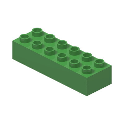 Duplo, Brick 2 x 6 · LEGO 4168312 (réf. BrickLink 2300) · Bright Green (réf. BrickLink Bright Green)