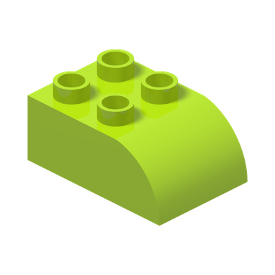 DUPLO BRICK, BOW 2X3X1 · Bright Yellowish Green (réf. BrickLink Lime)