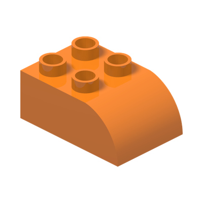 DUPLO BRICK, BOW 2X3X1 · LEGO 4259655 (réf. BrickLink 2302) · Bright Orange (réf. BrickLink Orange)