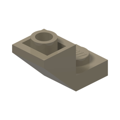 ROOF TILE 1X2, INVERTED, DEG. 45, W/ CUT · Sand Yellow (réf. BrickLink Dark Tan)