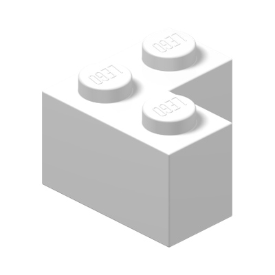 BRICK CORNER 1X2X2 · LEGO 235701 (réf. BrickLink 2357) · White (réf. BrickLink White)