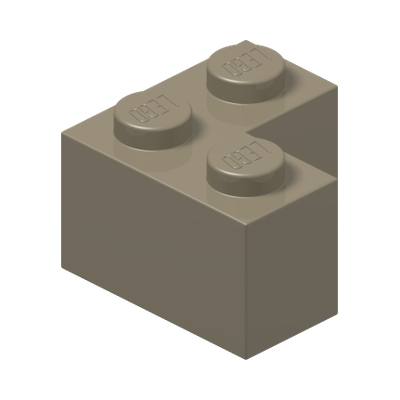BRICK CORNER 1X2X2 · Sand Yellow (réf. BrickLink Dark Tan)
