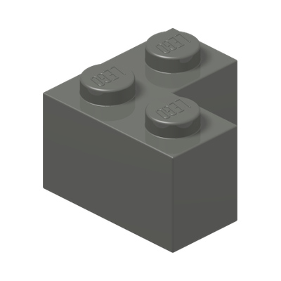 BRICK CORNER 1X2X2 · Dark Stone Grey (réf. BrickLink Dark Bluish Gray)