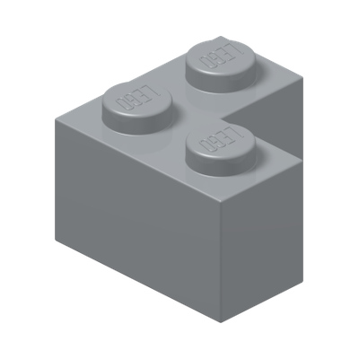 BRICK CORNER 1X2X2 · Medium Stone Grey (réf. BrickLink Light Bluish Gray)