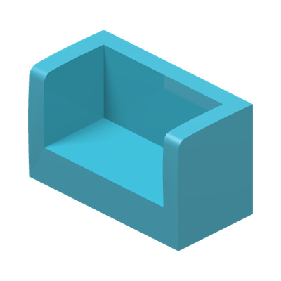 WALL DOUBLE CORNER 1X2X1 · Medium Azur (réf. BrickLink Medium Azure)