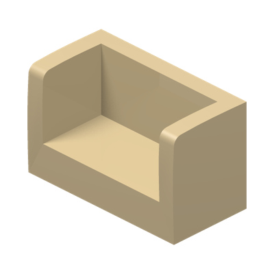 WALL DOUBLE CORNER 1X2X1 · Brick Yellow (réf. BrickLink Tan)