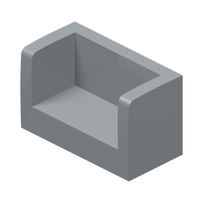 WALL DOUBLE CORNER 1X2X1 · Medium Stone Grey (réf. BrickLink Light Bluish Gray)