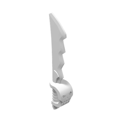 Minifigure, Weapon Sword, Cutlass Serrated with Skull Hand Guard · LEGO 6133037 (réf. BrickLink 23984) · Couleur BrickLink : White