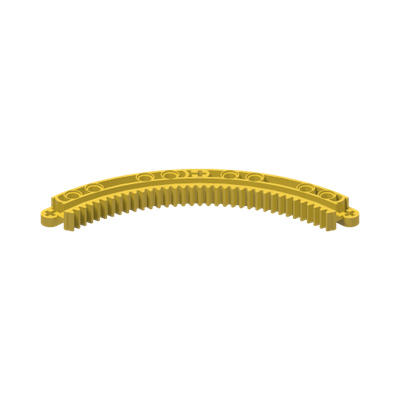 Technic, Gear Rack 11 x 11 Curved · LEGO 6400559 (réf. BrickLink 24121) · Couleur BrickLink : Yellow