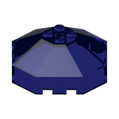 Windscreen 6 x 6 x 2 Octagonal Canopy with Axle Hole · LEGO 241843 (réf. BrickLink 2418b) · Tr. Blue (réf. BrickLink Trans-Dark Blue)