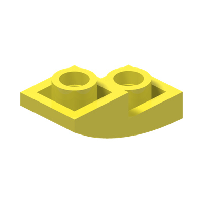 PLATE, W/ HALF BOW, INV. 1X2X2/3 · Cool Yellow (réf. BrickLink Bright Light Yellow)