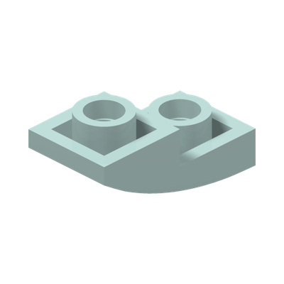 PLATE, W/ HALF BOW, INV. 1X2X2/3 · Aqua (réf. BrickLink Light Aqua)
