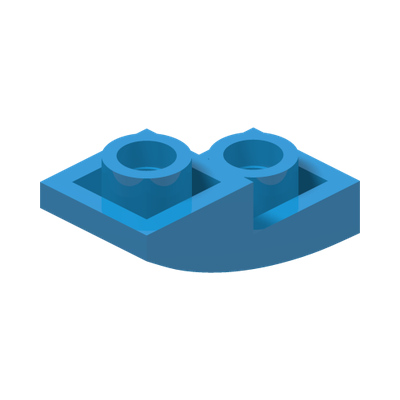 PLATE, W/ HALF BOW, INV. 1X2X2/3 · Dark Azur (réf. BrickLink Dark Azure)